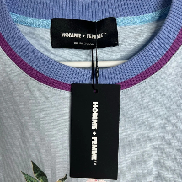 Homme + Femme - PARADISE CHAIN TEE Hummingbirds in Blue - XXL NWT - Picture 2 of 9
